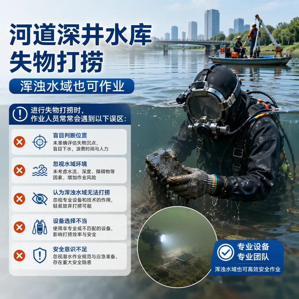 河道深井水库失物打捞,浑浊水域也可作业乌兰察布