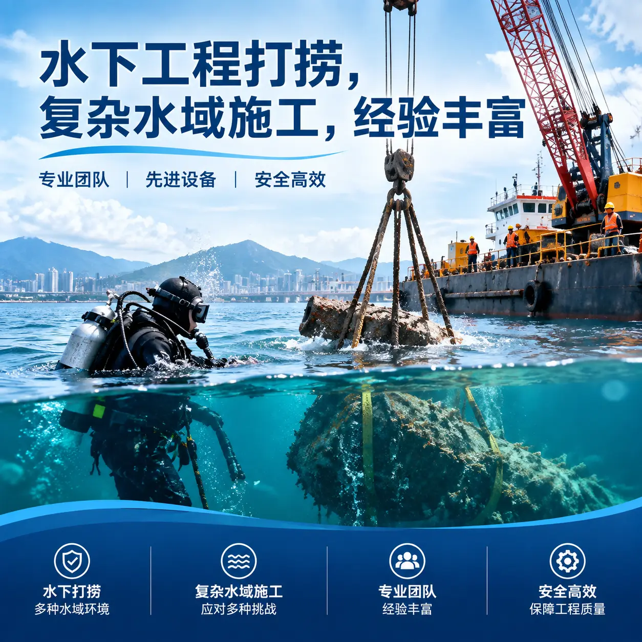 水下工程打捞，复杂水域施工，经验丰富乌兰察布