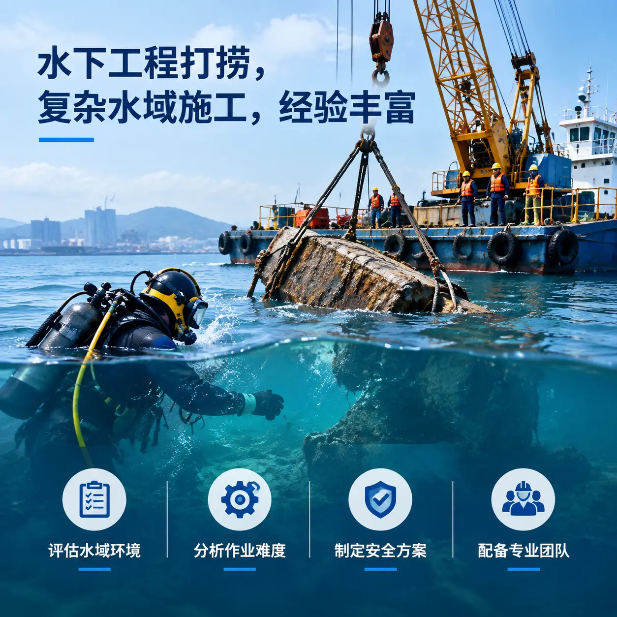 水下工程打捞,复杂水域施工,经验丰富乌兰察布